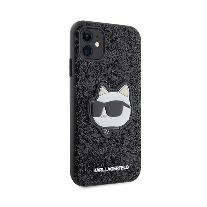 Karl Lagerfeld NFT Glitter Choupette Patch - Case for iPhone 11 (Black) - 12