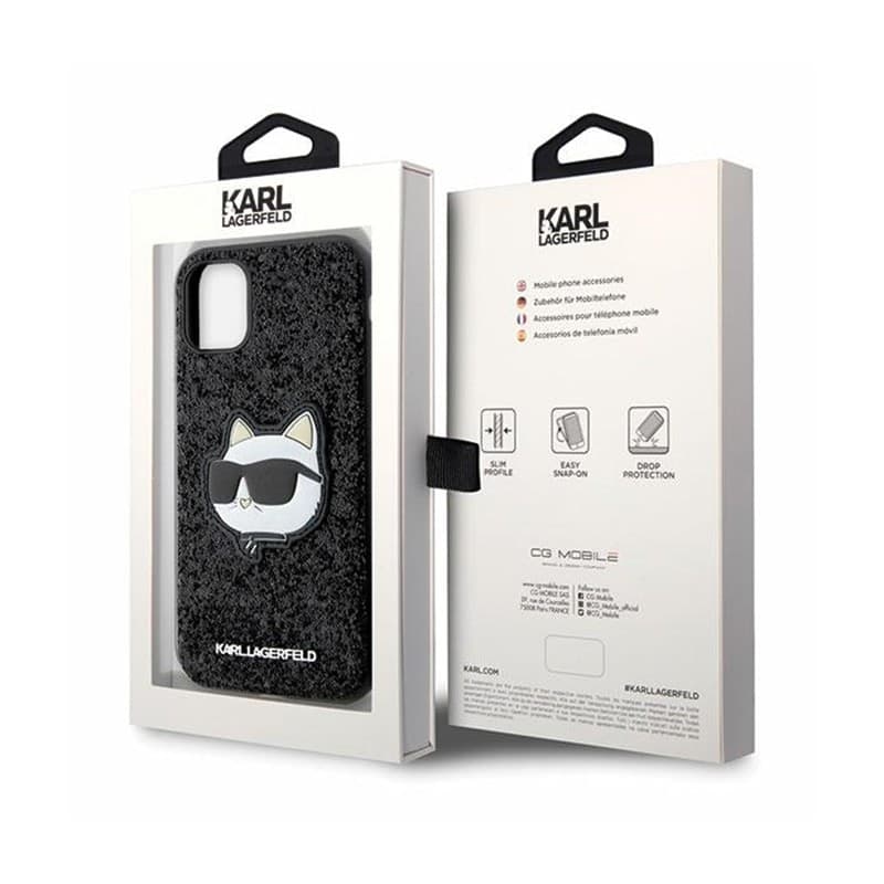 Karl Lagerfeld NFT Glitter Choupette Patch - Case for iPhone 11 (Black) - 16