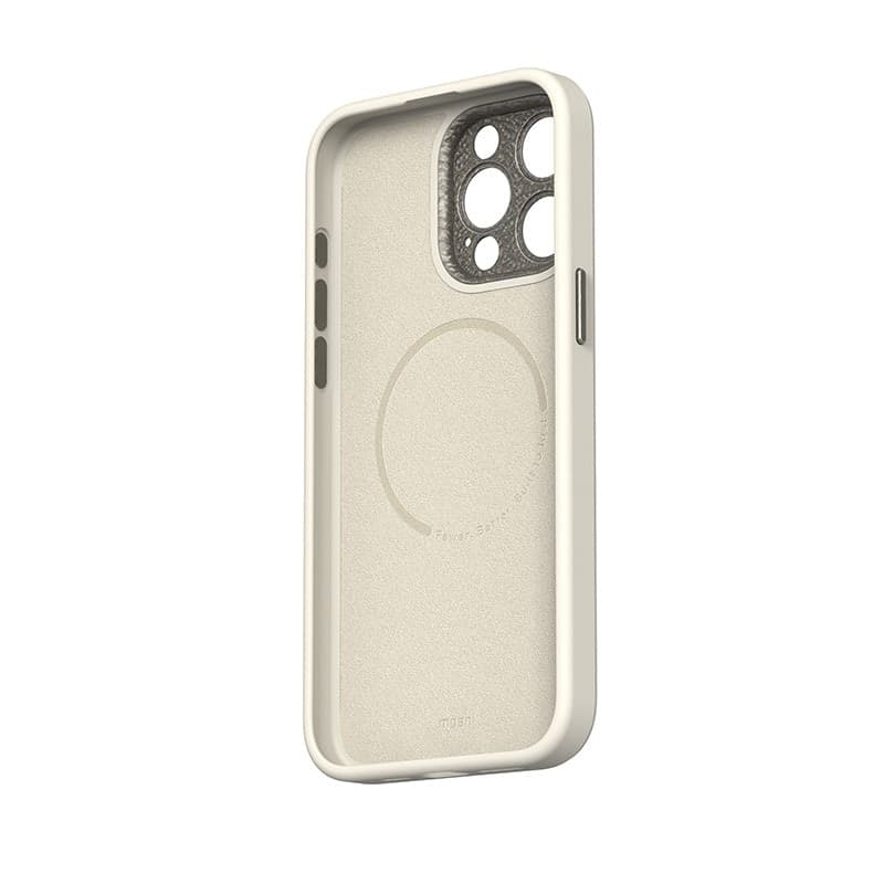 Moshi Napa MagSafe - Leather case for iPhone 15 Pro Max (Eggnog White) - 12