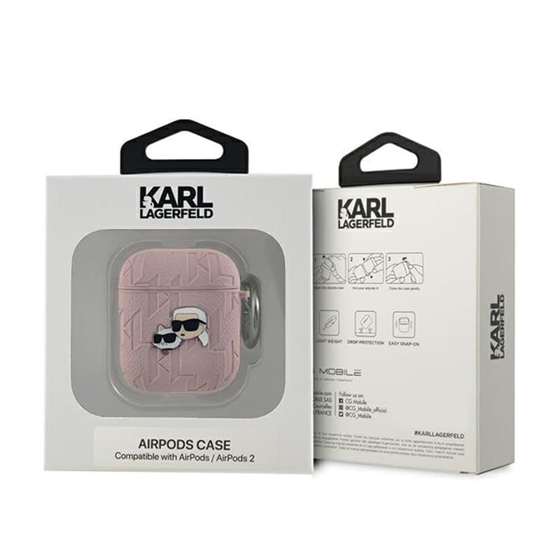 Karl Lagerfeld Monogram Karl & Choupette Head - AirPods 1/2 gen case (pink) - 3