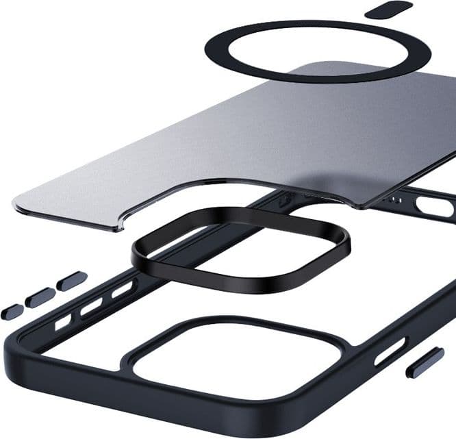 Crong Hybrid Frost MAG Cover - Custodia MagSafe per iPhone 15 Pro (blu navy) - 9