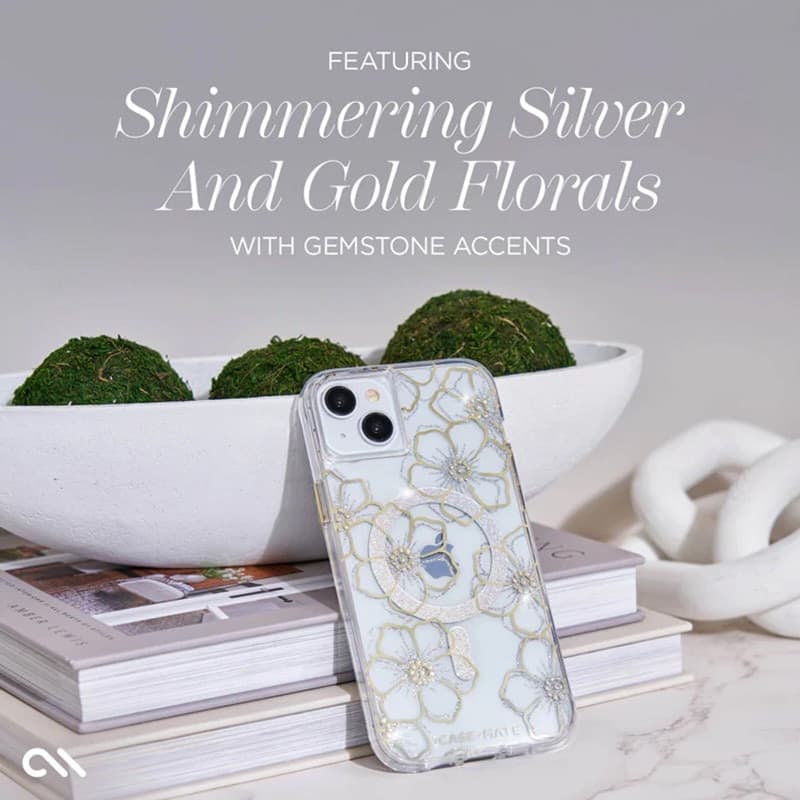 Case-Mate Floral Gems MagSafe - iPhone 15 Plus Case (Gold) - 10