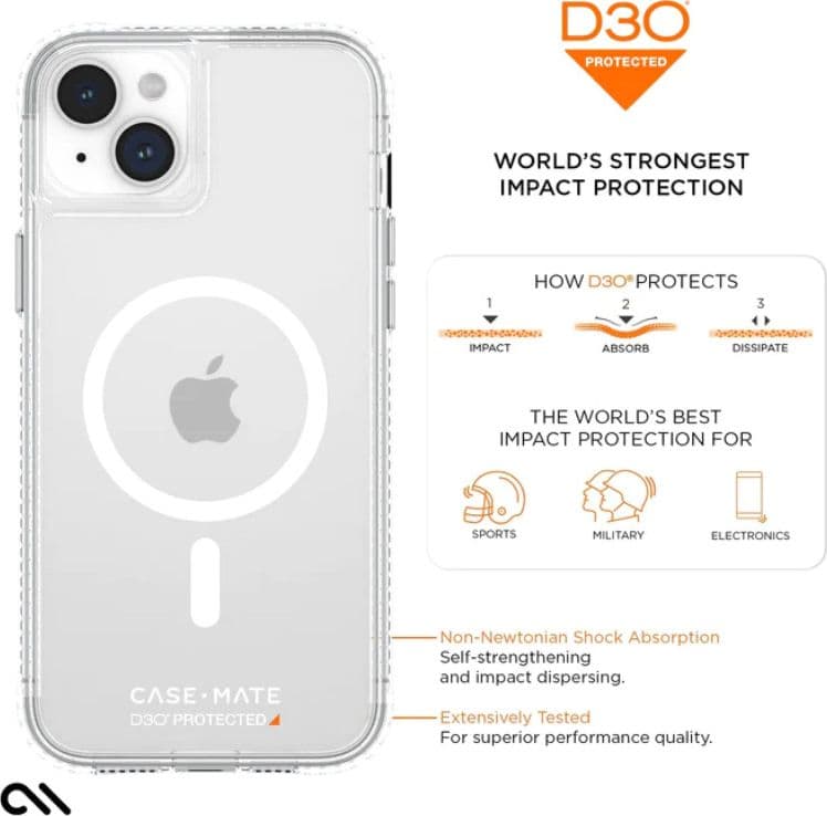 Case-Mate Ultra Tough plus D3O MagSafe - iPhone 15 Plus Case (Clear) - 10