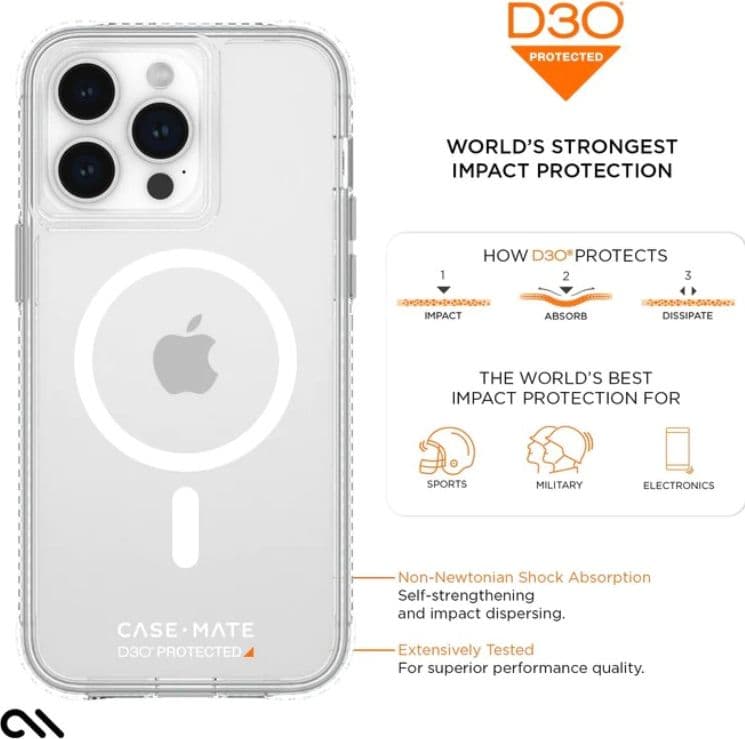 Case-Mate Ultra Tough plus D3O MagSafe - iPhone 15 Pro Max Case (Clear) - 20