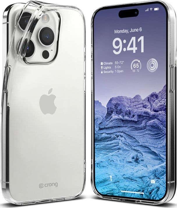 Crong Crystal Slim Cover - Custodia per iPhone 15 Pro (trasparente)