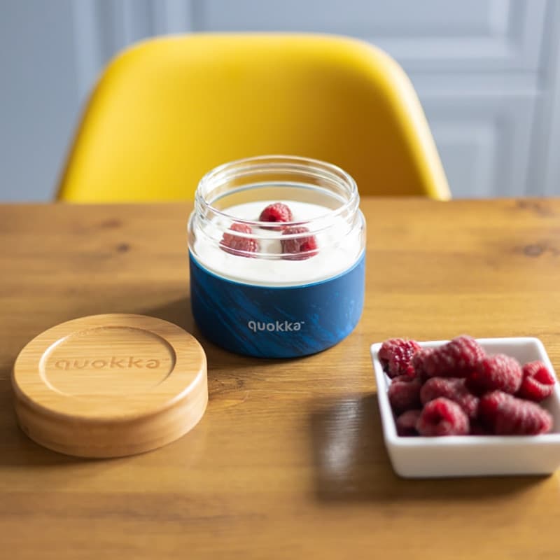 Quokka Deli Food Jar - Contenitore per alimenti in vetro / Lunchbox 500 ml (effetto legno) - 2