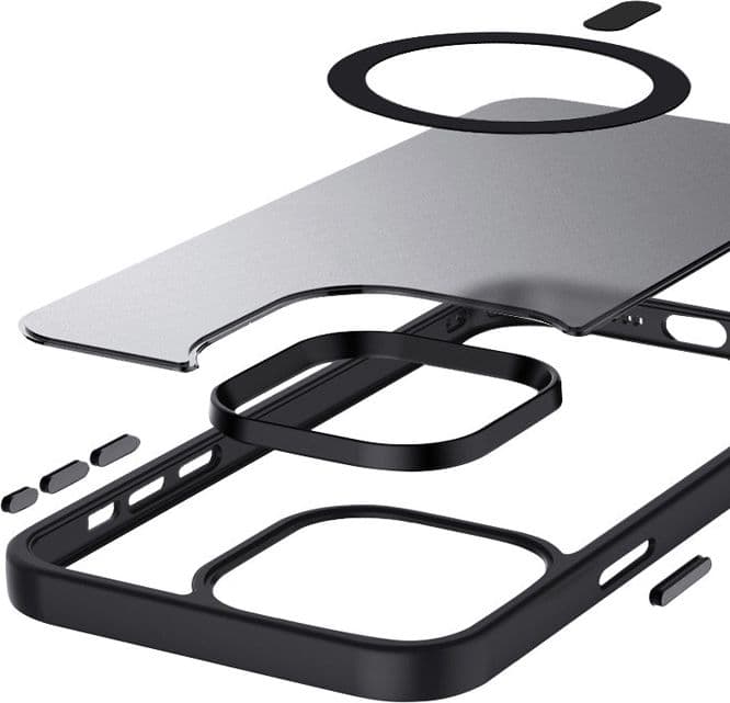 Crong Hybrid Frost MAG Cover - Custodia MagSafe per iPhone 15 Pro (Nero) - 4