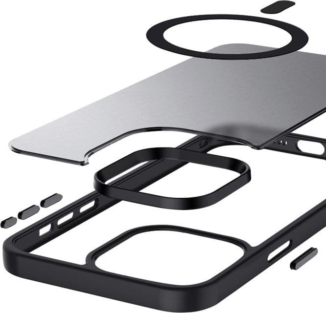 Crong Hybrid Frost MAG Cover - Custodia MagSafe per iPhone 15 Pro (Nero) - 9