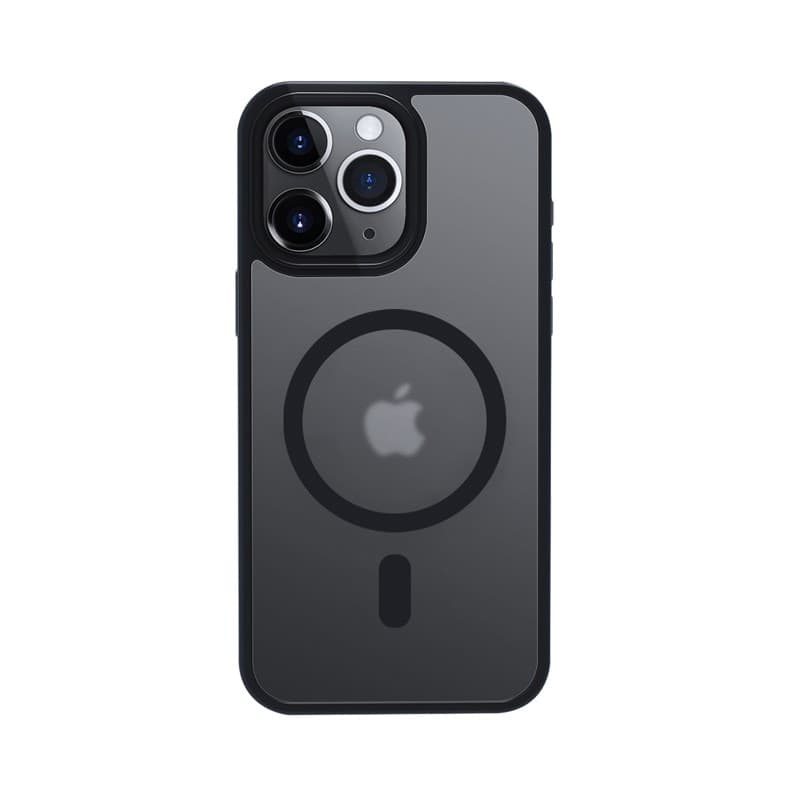 Crong Hybrid Frost MAG Cover - Custodia MagSafe per iPhone 15 Pro (Nero) - 10