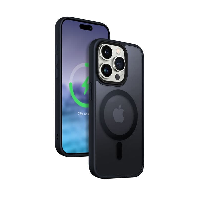 Crong Hybrid Frost MAG Cover - Custodia MagSafe per iPhone 15 Pro Max (blu navy) - 2