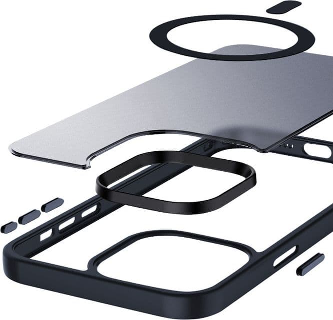 Crong Hybrid Frost MAG Cover - Custodia MagSafe per iPhone 15 Pro Max (blu navy) - 4