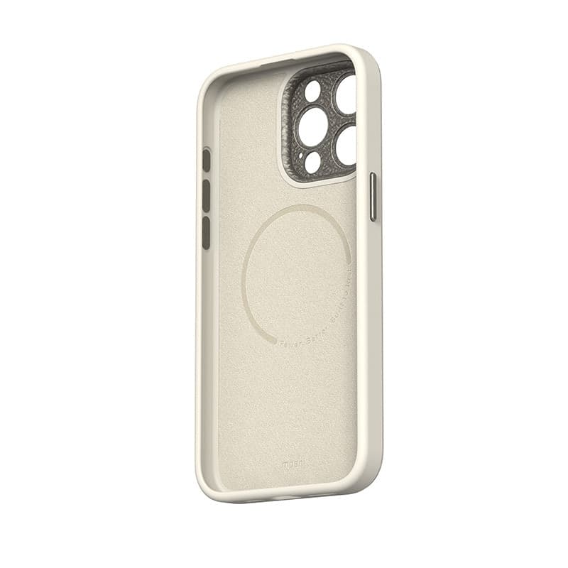 Moshi Napa MagSafe - Leather case for iPhone 15 Pro (Eggnog White) - 3