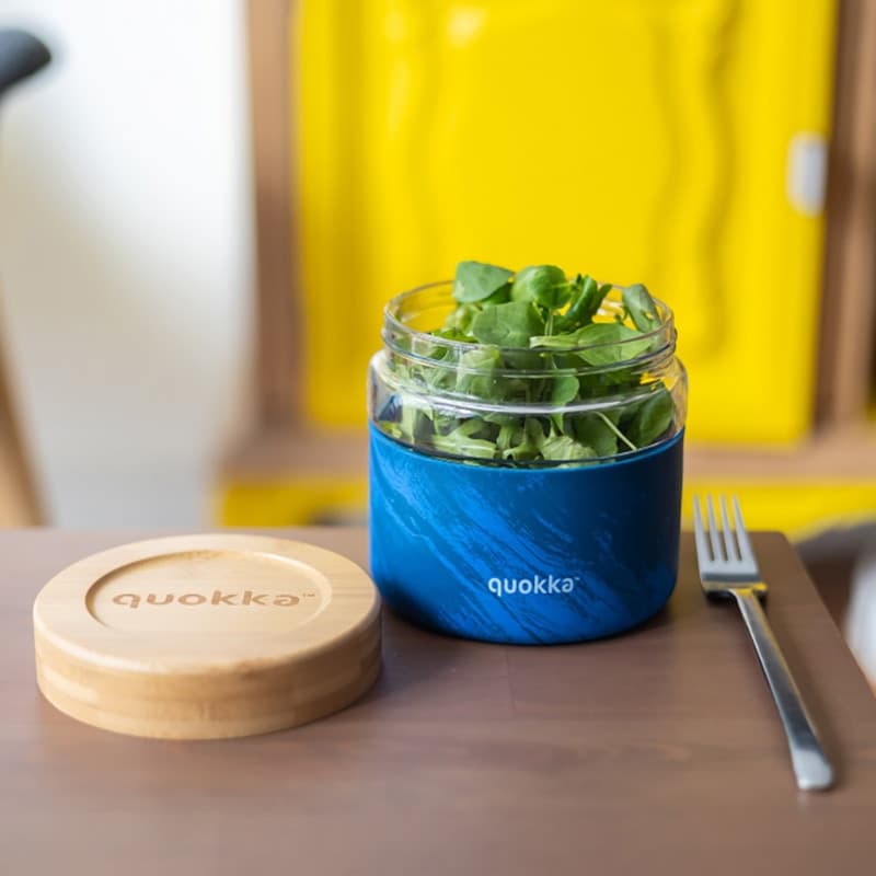 Quokka Deli Food Jar - Contenitore per alimenti in vetro / Lunchbox 820 ml (effetto legno) - 2