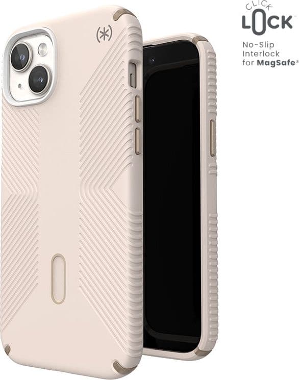 Speck Presidio2 Grip ClickLock e Magsafe - Custodia per iPhone 15 Plus / iPhone 14 Plus (Osso sbiancato / Oro antico / Marrone n - 11