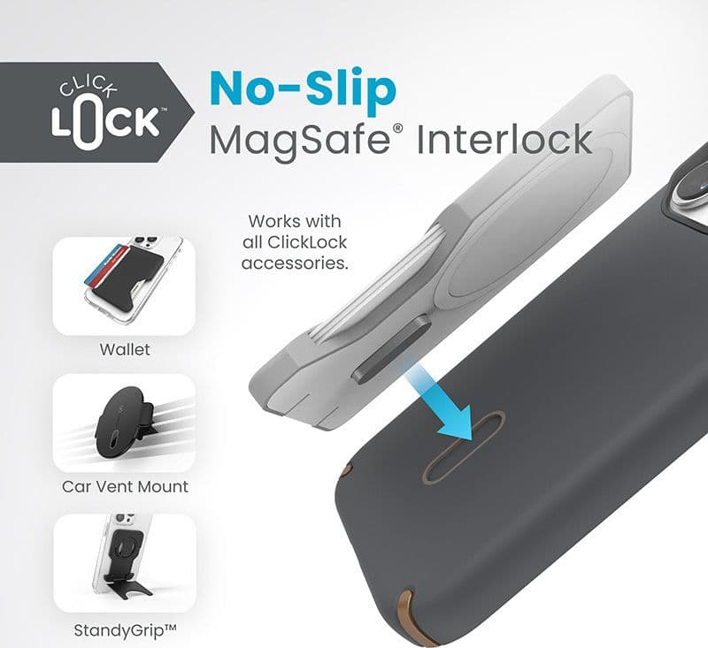 Speck Presidio2 Pro ClickLock e MagSafe - Custodia per iPhone 15 Pro (grigio antracite / bronzo freddo) - 2
