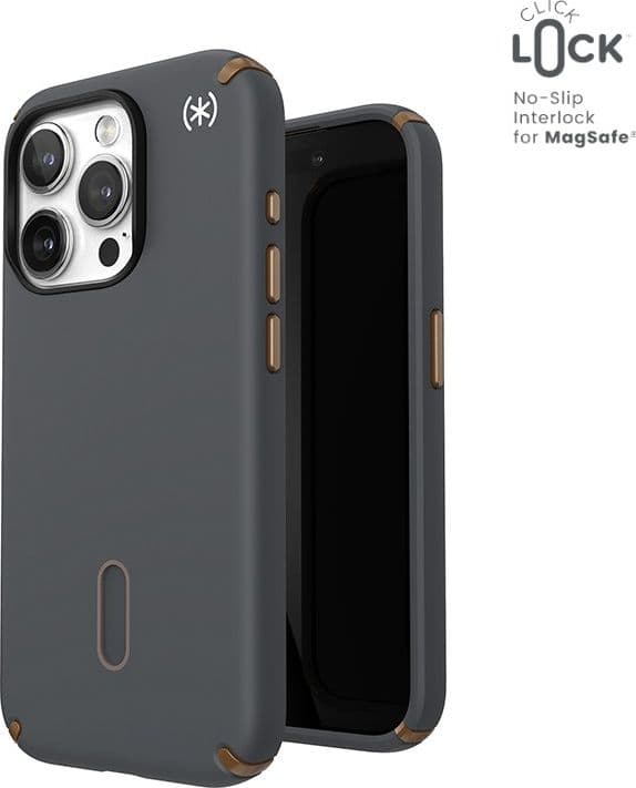 Speck Presidio2 Pro ClickLock e MagSafe - Custodia per iPhone 15 Pro (grigio antracite / bronzo freddo) - 11