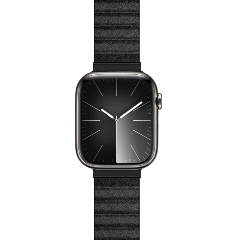 Crong Eclipse - Cinturino magnetico in pelle per Apple Watch 44/45/46/49 mm (nero) - 3