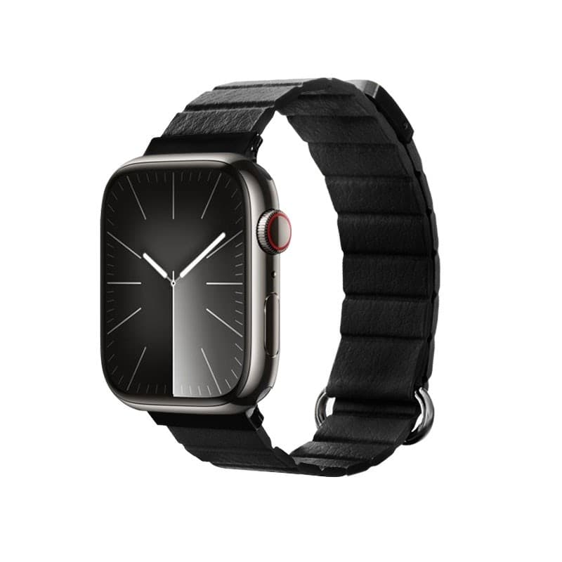 Crong Eclipse - Cinturino magnetico in pelle per Apple Watch 44/45/46/49 mm (nero) - 9
