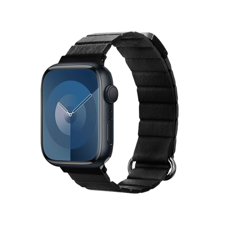Crong Eclipse - Cinturino magnetico in pelle per Apple Watch 44/45/46/49 mm (nero) - 10