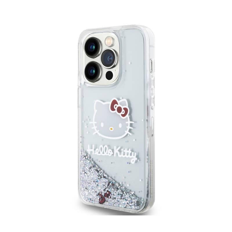 Hello Kitty Liquid Glitter Charms Kitty Head - iPhone 15 Pro Case (silver) - 2