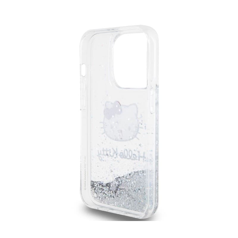 Hello Kitty Liquid Glitter Charms Kitty Head - iPhone 15 Pro Case (silver) - 15