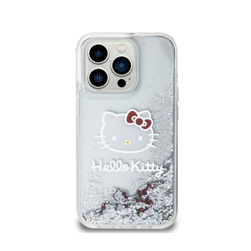 Hello Kitty Liquid Glitter Charms Kitty Head - iPhone 15 Pro Case (silver) - 3