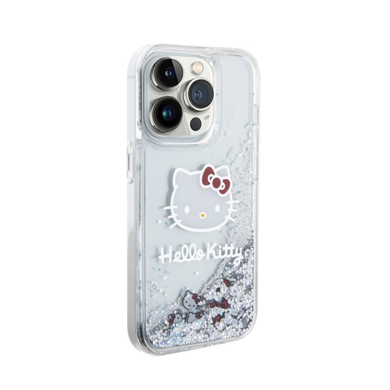 Hello Kitty Liquid Glitter Charms Kitty Head - iPhone 15 Pro Case (silver) - 4