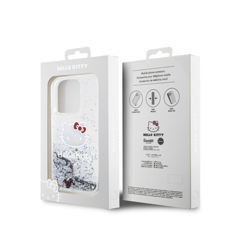 Hello Kitty Liquid Glitter Charms Kitty Head - iPhone 15 Pro Case (silver) - 8
