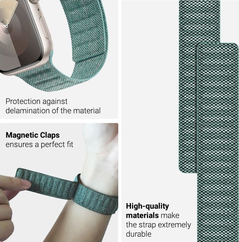 Crong Melange - Cinturino magnetico per Apple Watch 44/45/46/49 mm (turchese melange) - 16