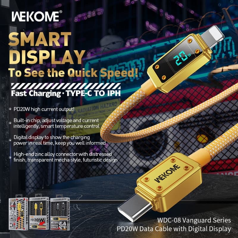 WEKOME WDC-08 Vanguard Series - USB-C to Lightning Fast Charging PD 20W 1m connection cable (Tarnish) - 2