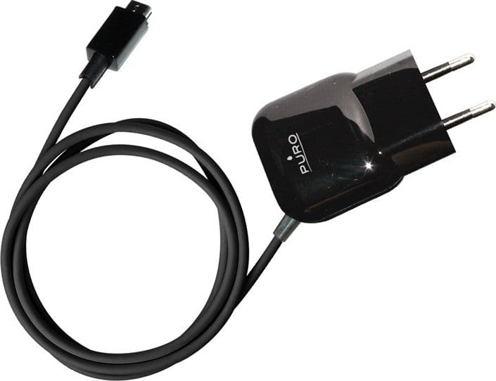 PURO Mini Travel Charger - Portable Wall Charger with Micro USB Cable (Black)