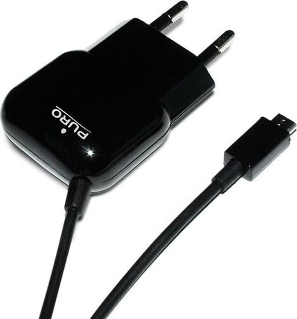 PURO Mini Travel Charger - Portable Wall Charger with Micro USB Cable (Black) - 3