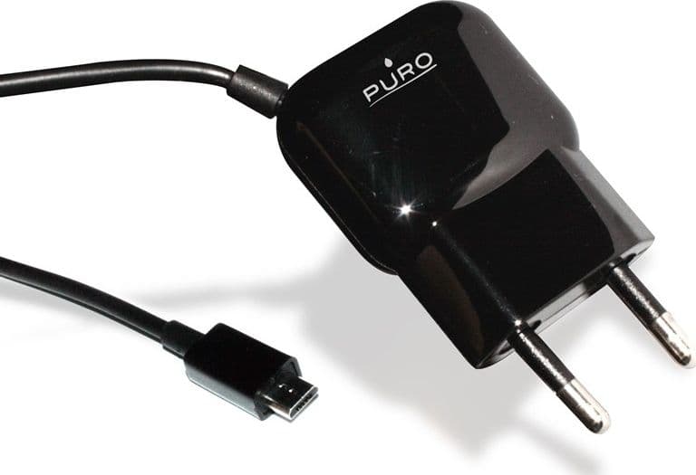 PURO Mini Travel Charger - Portable Wall Charger with Micro USB Cable (Black) - 7