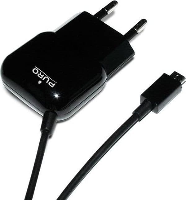 PURO Mini Travel Charger - Portable Wall Charger with Micro USB Cable (Black) - 8