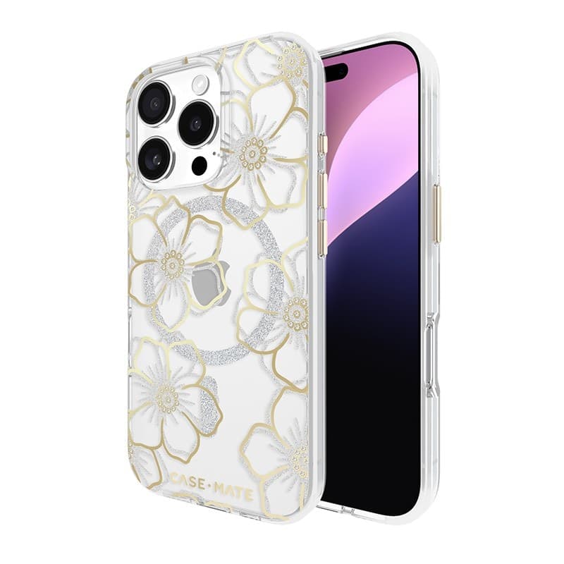 Case-Mate Floral Gems MagSafe - Case for iPhone 16 Pro (Gold) - 11