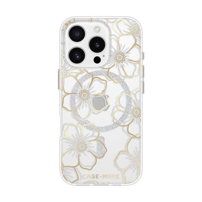 Case-Mate Floral Gems MagSafe - Case for iPhone 16 Pro (Gold) - 12