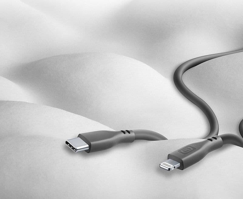 Cellularline Soft Cable - USB-C to Lightning cable MFi certified 1.2 m (black) - 2