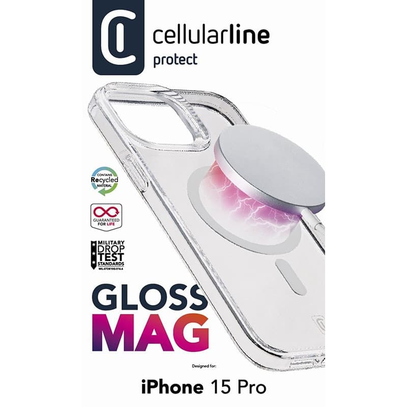 Cellularline Gloss Mag - iPhone 15 Pro MagSafe Case (Transparent) - 4