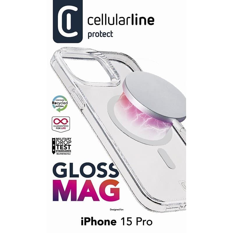 Cellularline Gloss Mag - iPhone 15 Pro MagSafe Case (Transparent) - 8