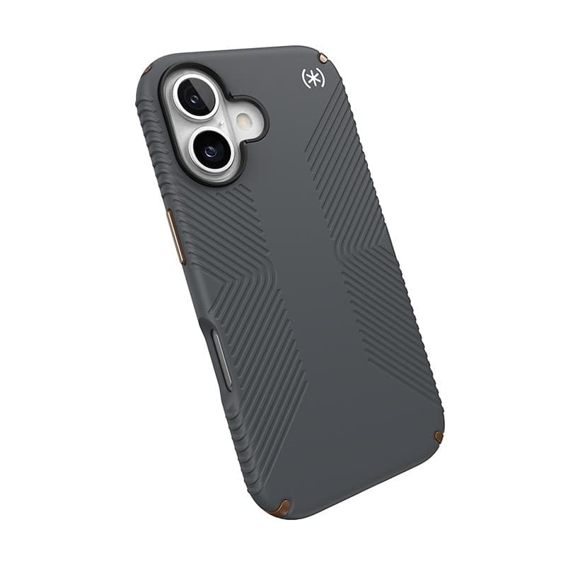 Speck Presidio2 Grip - Custodia per iPhone 16 (grigio antracite / bronzo freddo / bianco) - 18