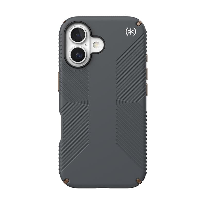 Speck Presidio2 Grip - Custodia per iPhone 16 (grigio antracite / bronzo freddo / bianco) - 19