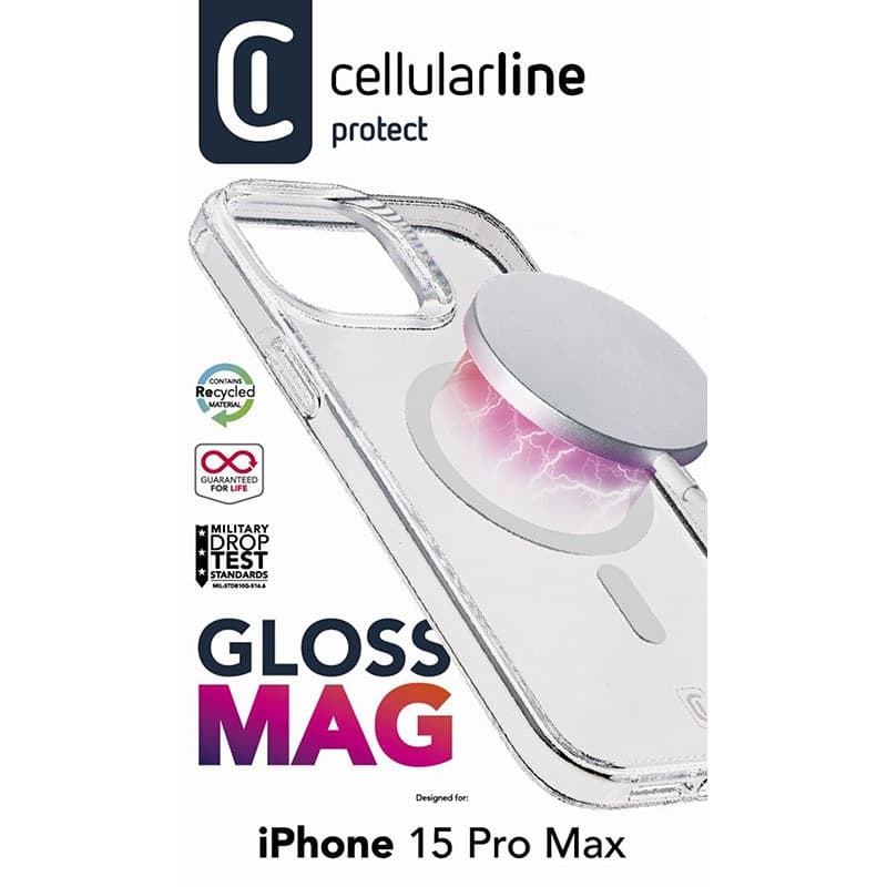 Cellularline Gloss Mag - iPhone 15 Pro Max MagSafe Case (Transparent) - 4