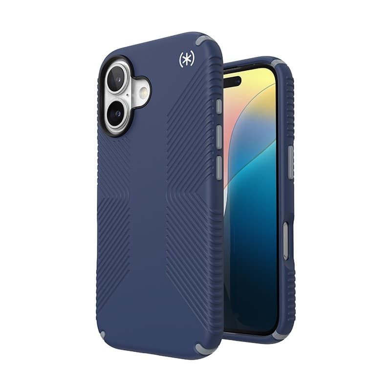 Speck Presidio2 Grip - Custodia per iPhone 16 (blu costiero / grigio polvere / bianco) - 11