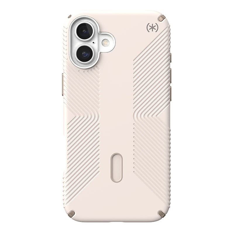 Speck Presidio2 Grip ClickLock e MagSafe - Custodia per iPhone 16 Plus (Osso sbiancato / Oro antico / Marrone nocciola) - 19