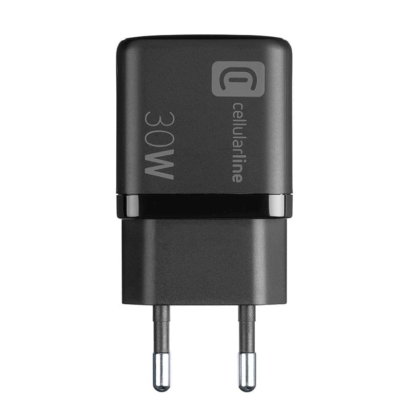Cellularline Multipower Micro GaN - USB-C & USB-A Power Delivery 30W mains charger (black) - 3