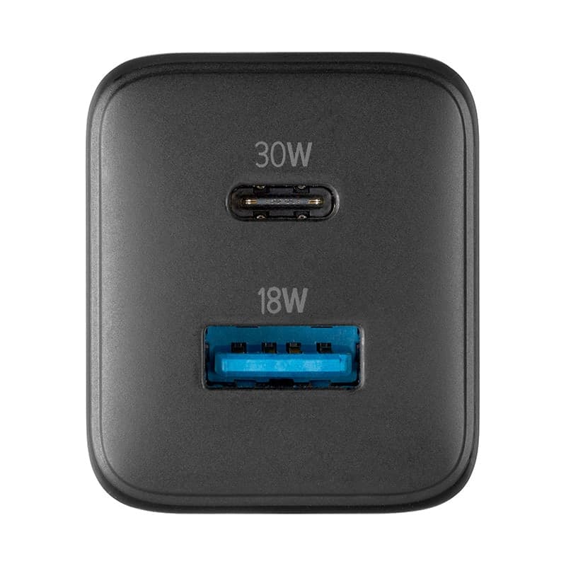 Cellularline Multipower Micro GaN - USB-C & USB-A Power Delivery 30W mains charger (black) - 4