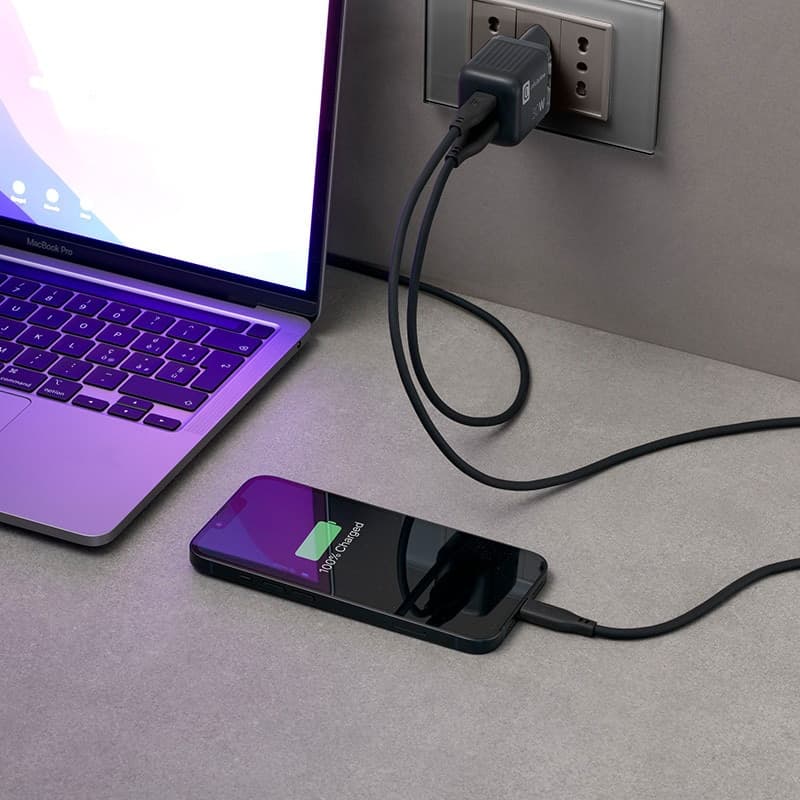 Cellularline Multipower Micro GaN - USB-C & USB-A Power Delivery 30W mains charger (black) - 5