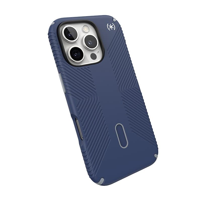 Speck Presidio2 Grip ClickLock e MagSafe - Custodia per iPhone 16 Pro (blu costiero / grigio polvere / bianco) - 18