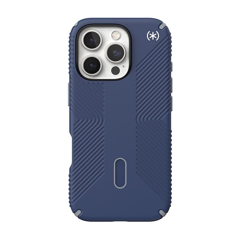 Speck Presidio2 Grip ClickLock e MagSafe - Custodia per iPhone 16 Pro (blu costiero / grigio polvere / bianco) - 19
