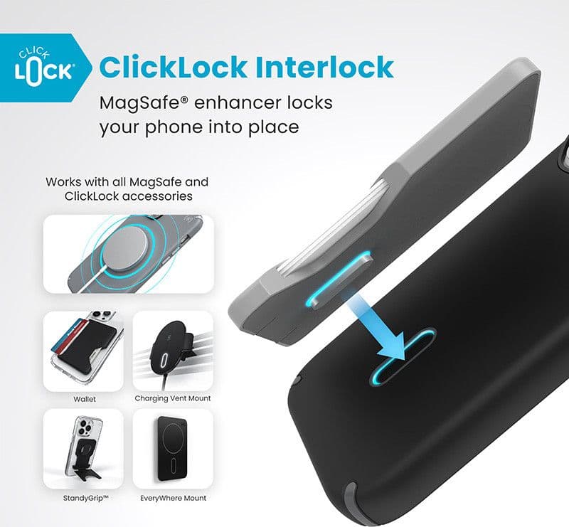 Speck Presidio2 Pro ClickLock e MagSafe - Custodia per iPhone 16 Pro (Nero / Grigio Ardesia / Bianco) - 2